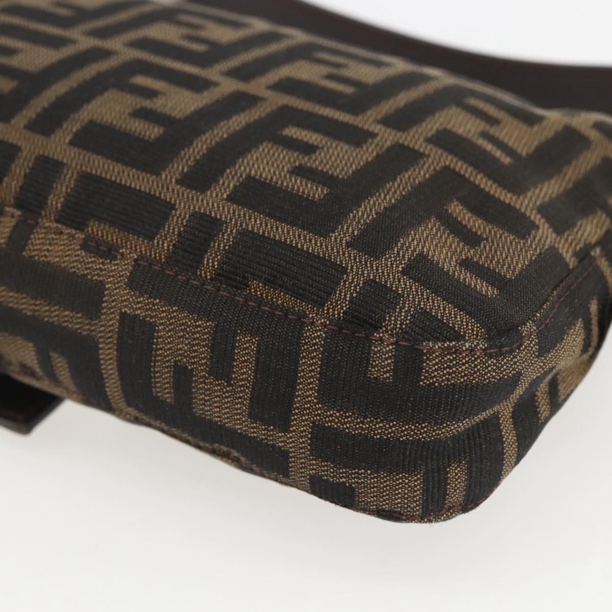 FENDI Zucca Canvas Mamma Baguette Shoulder Bag Black Brown Auth ka694SAV