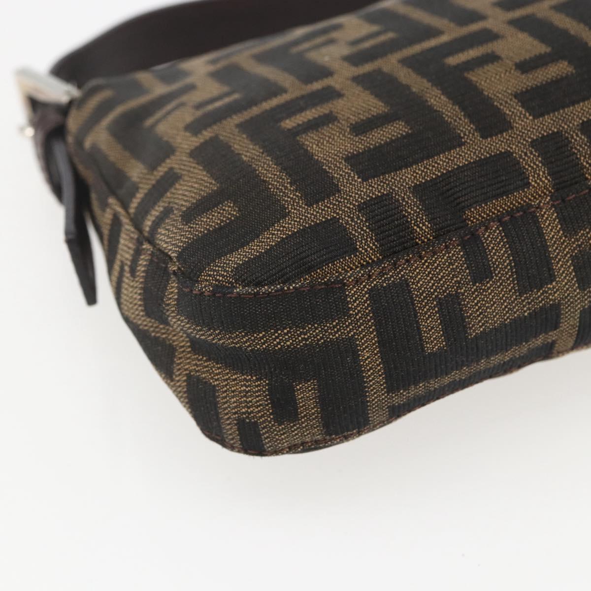 FENDI Zucca Canvas Mamma Baguette Shoulder Bag Black Brown Auth ka694SAV