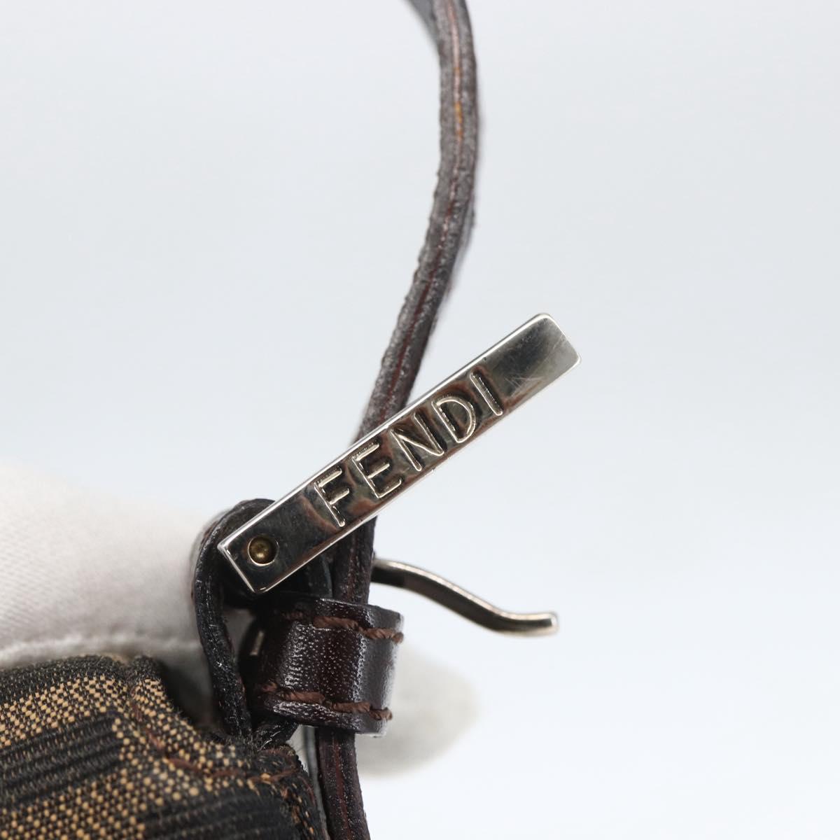 FENDI Zucca Canvas Mamma Baguette Shoulder Bag Black Brown Auth ka694SAV