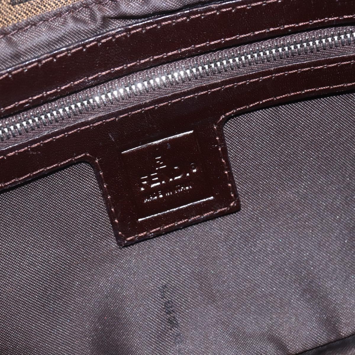 FENDI Zucca Canvas Mamma Baguette Shoulder Bag Black Brown Auth ka694SAV