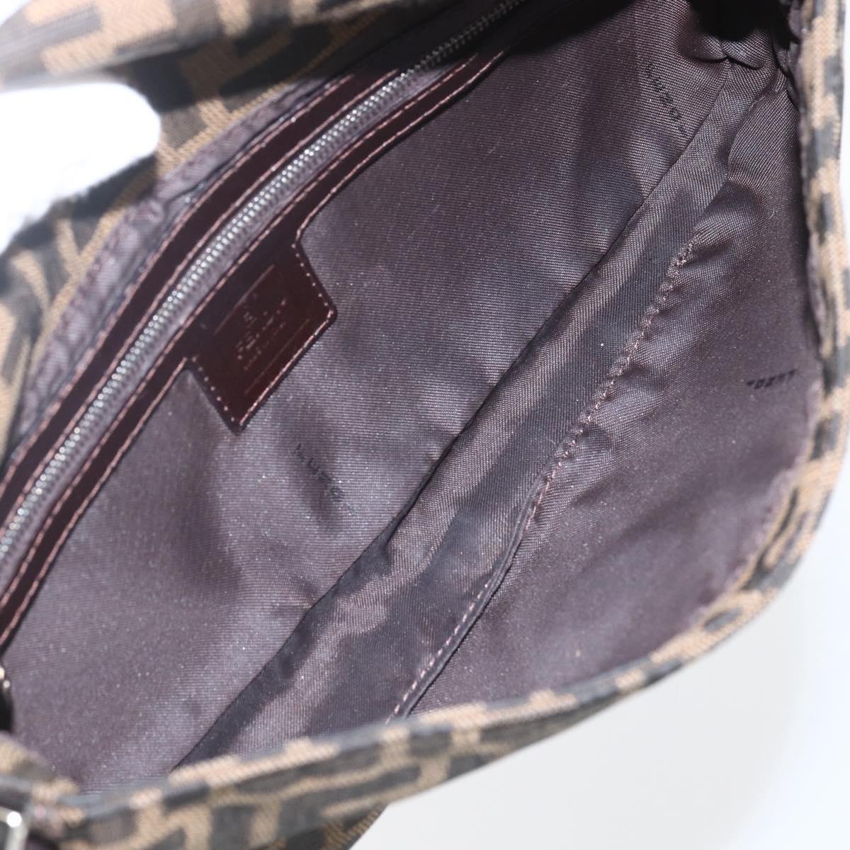 FENDI Zucca Canvas Mamma Baguette Shoulder Bag Black Brown Auth ka694SAV