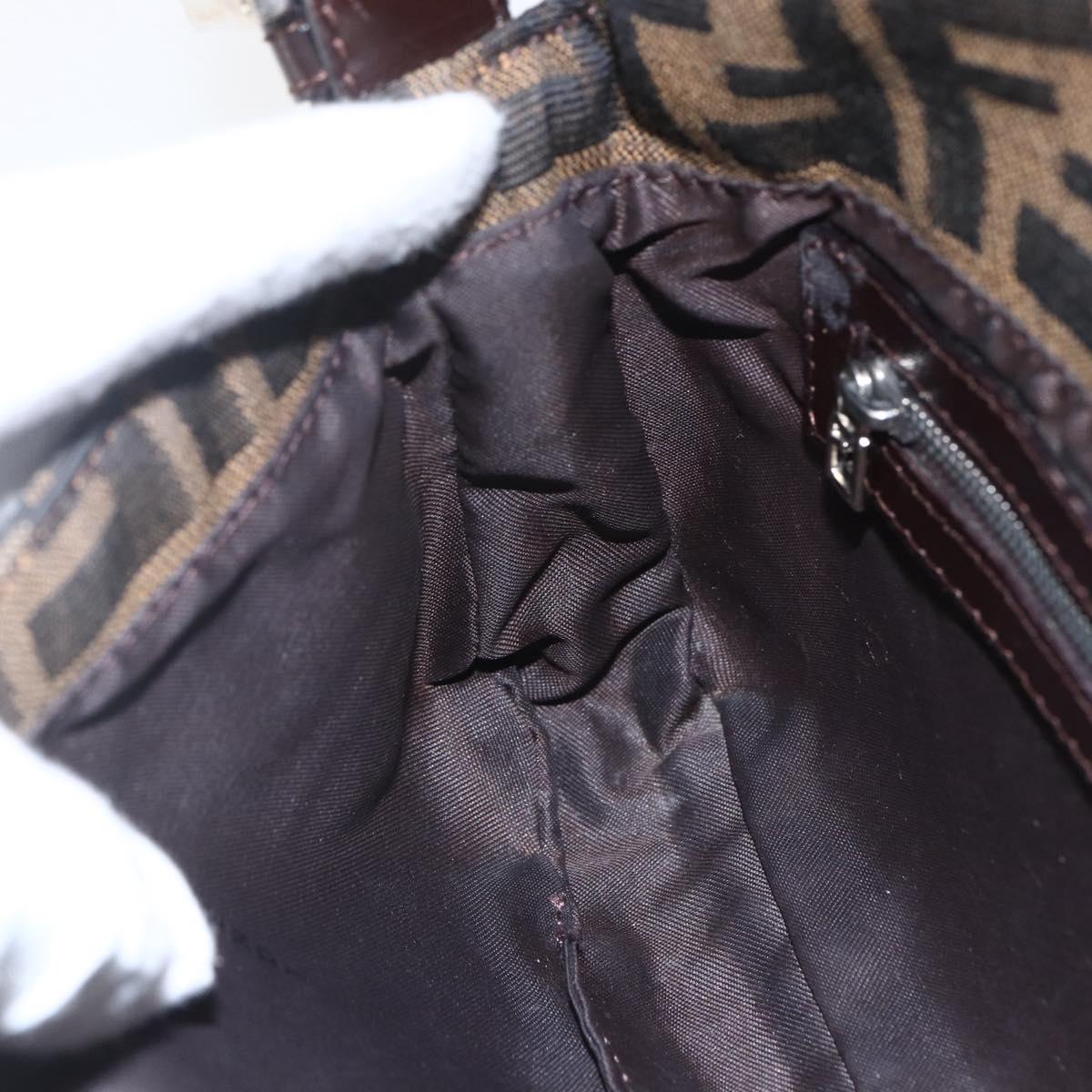 FENDI Zucca Canvas Mamma Baguette Shoulder Bag Black Brown Auth ka694SAV