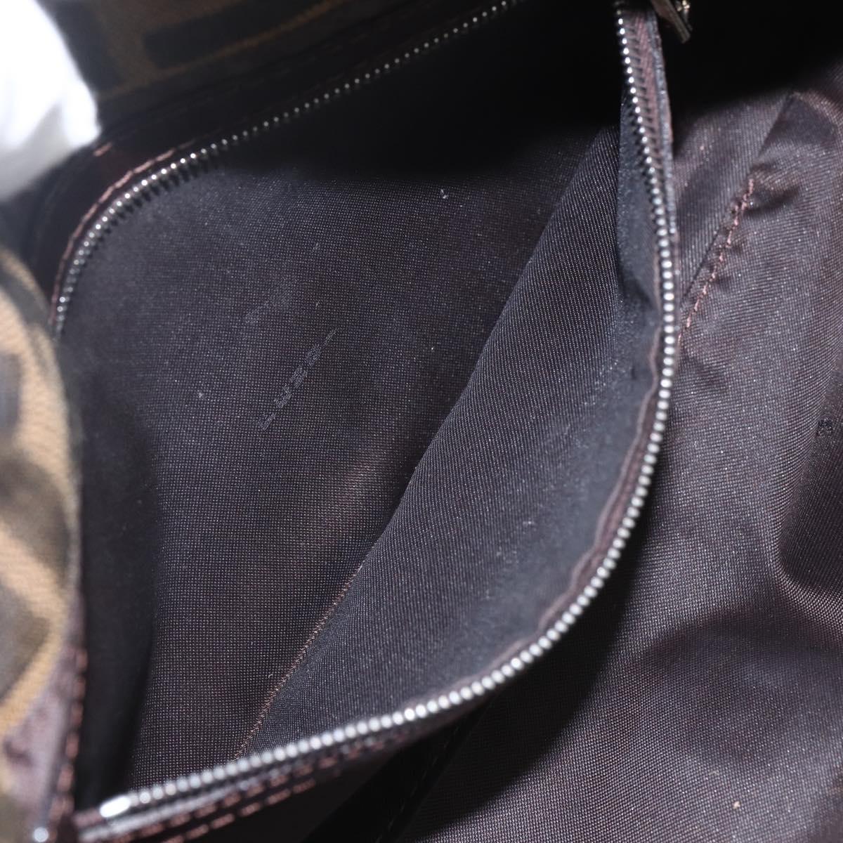 FENDI Zucca Canvas Mamma Baguette Shoulder Bag Black Brown Auth ka694SAV