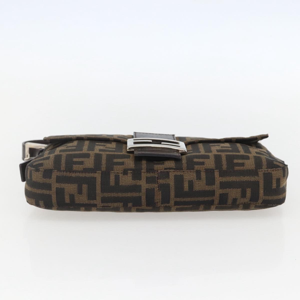 FENDI Zucca Canvas Mamma Baguette Shoulder Bag Black Brown Auth ka694SAV