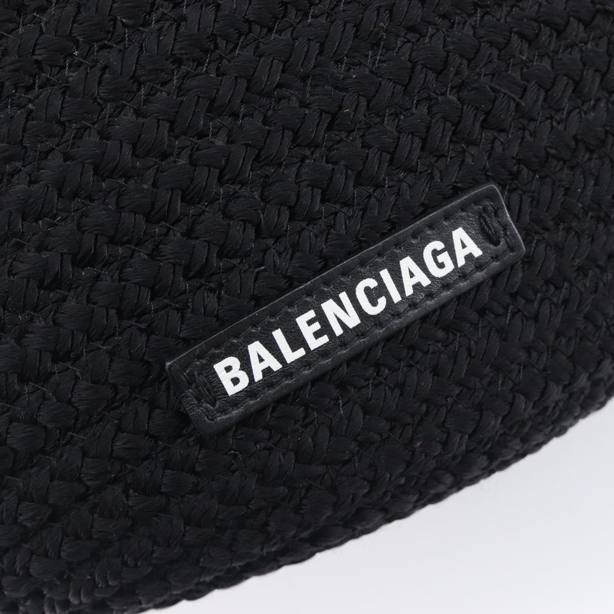Balenciaga Ibiza Basket Hand Bag Canvas 2way Black Silver 695611 Auth ka6950SAM