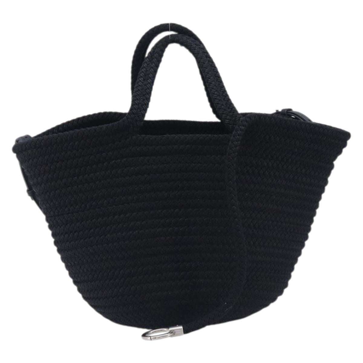 Balenciaga Ibiza Basket Hand Bag Canvas 2way Black Silver 695611 Auth ka6950SAM