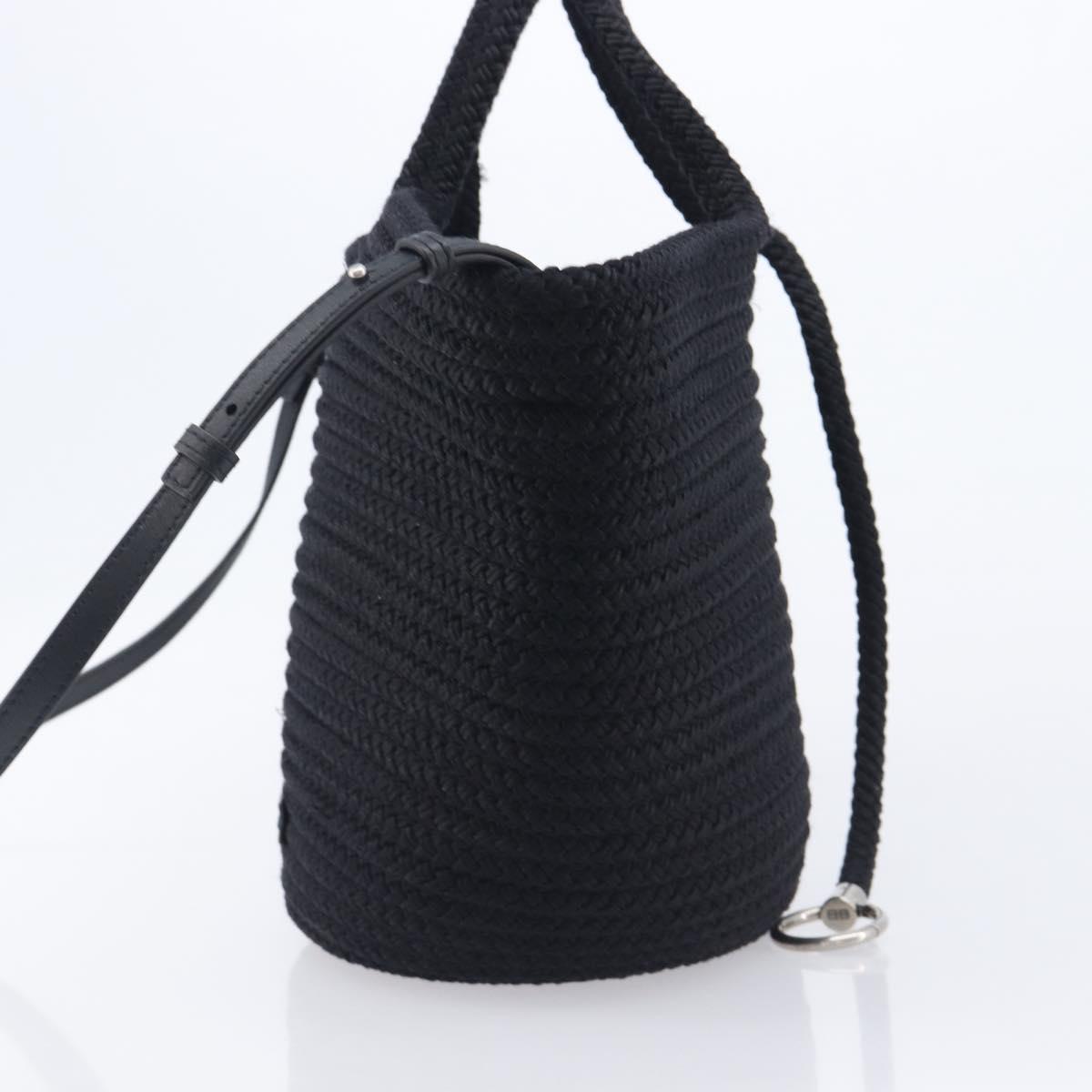 Balenciaga Ibiza Basket Hand Bag Canvas 2way Black Silver 695611 Auth ka6950SAM
