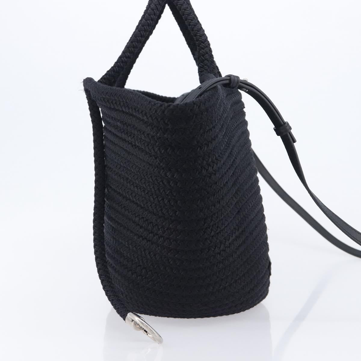 Balenciaga Ibiza Basket Hand Bag Canvas 2way Black Silver 695611 Auth ka6950SAM