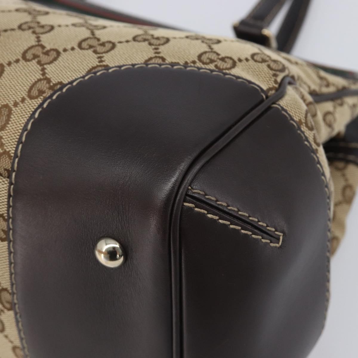 GUCCI GG Canvas Web Sherry Line Princi Hand Bag Beige Gold 257063 Auth ka6951V