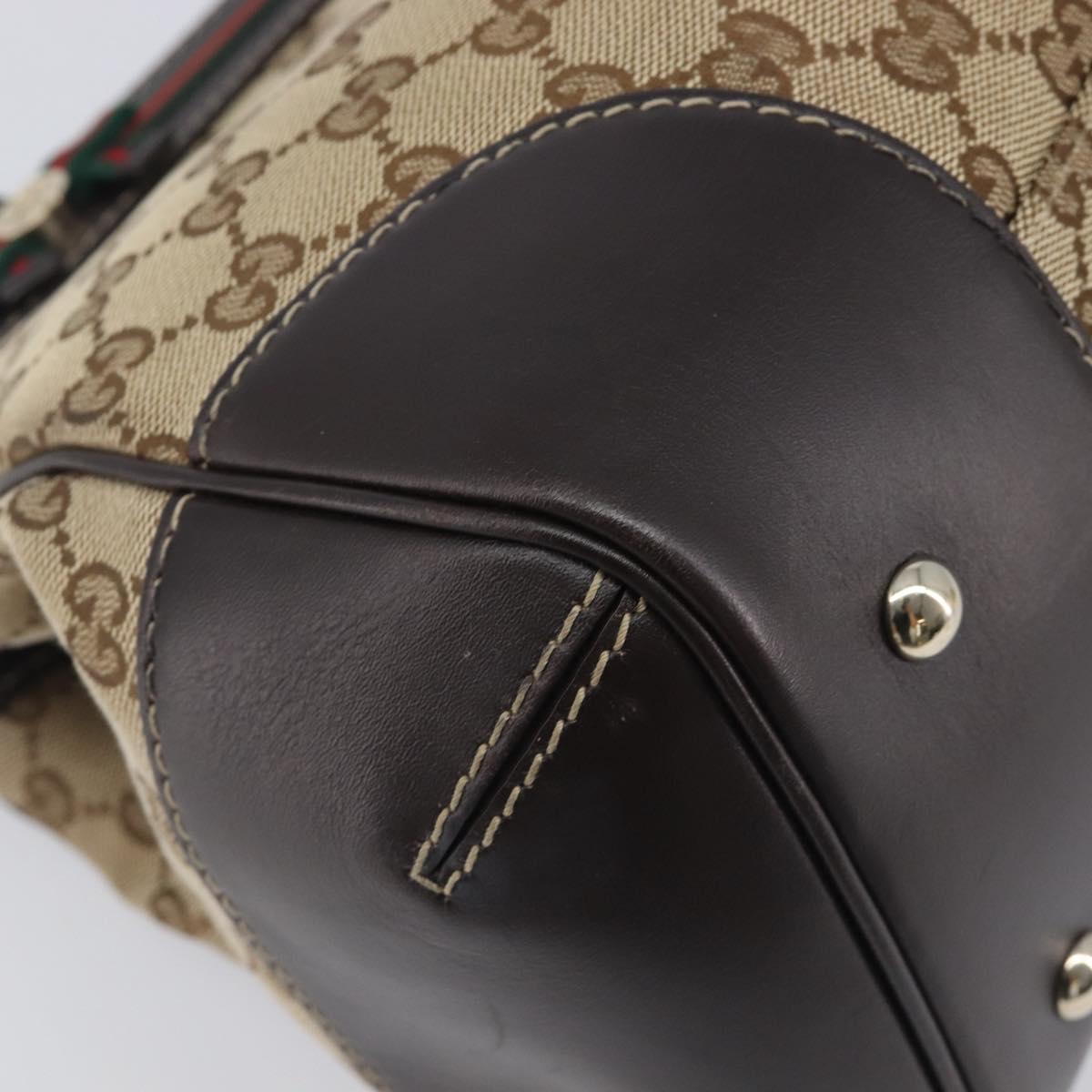GUCCI GG Canvas Web Sherry Line Princi Hand Bag Beige Gold 257063 Auth ka6951V