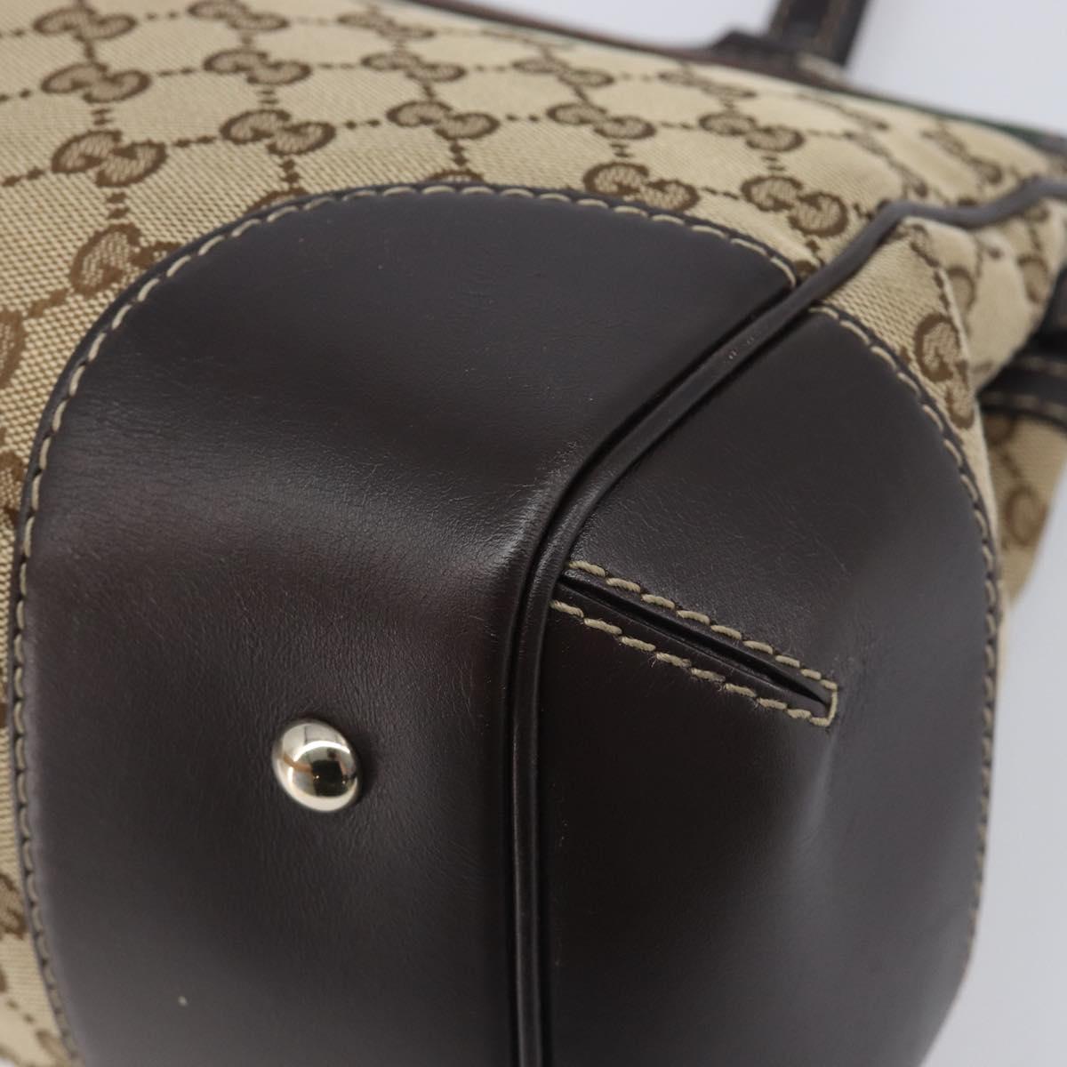 GUCCI GG Canvas Web Sherry Line Princi Hand Bag Beige Gold 257063 Auth ka6951V