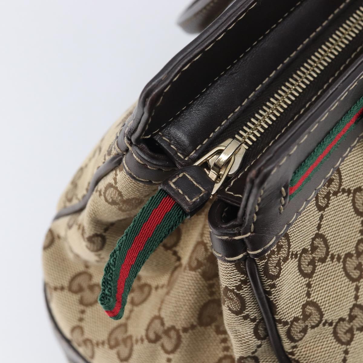 GUCCI GG Canvas Web Sherry Line Princi Hand Bag Beige Gold 257063 Auth ka6951V