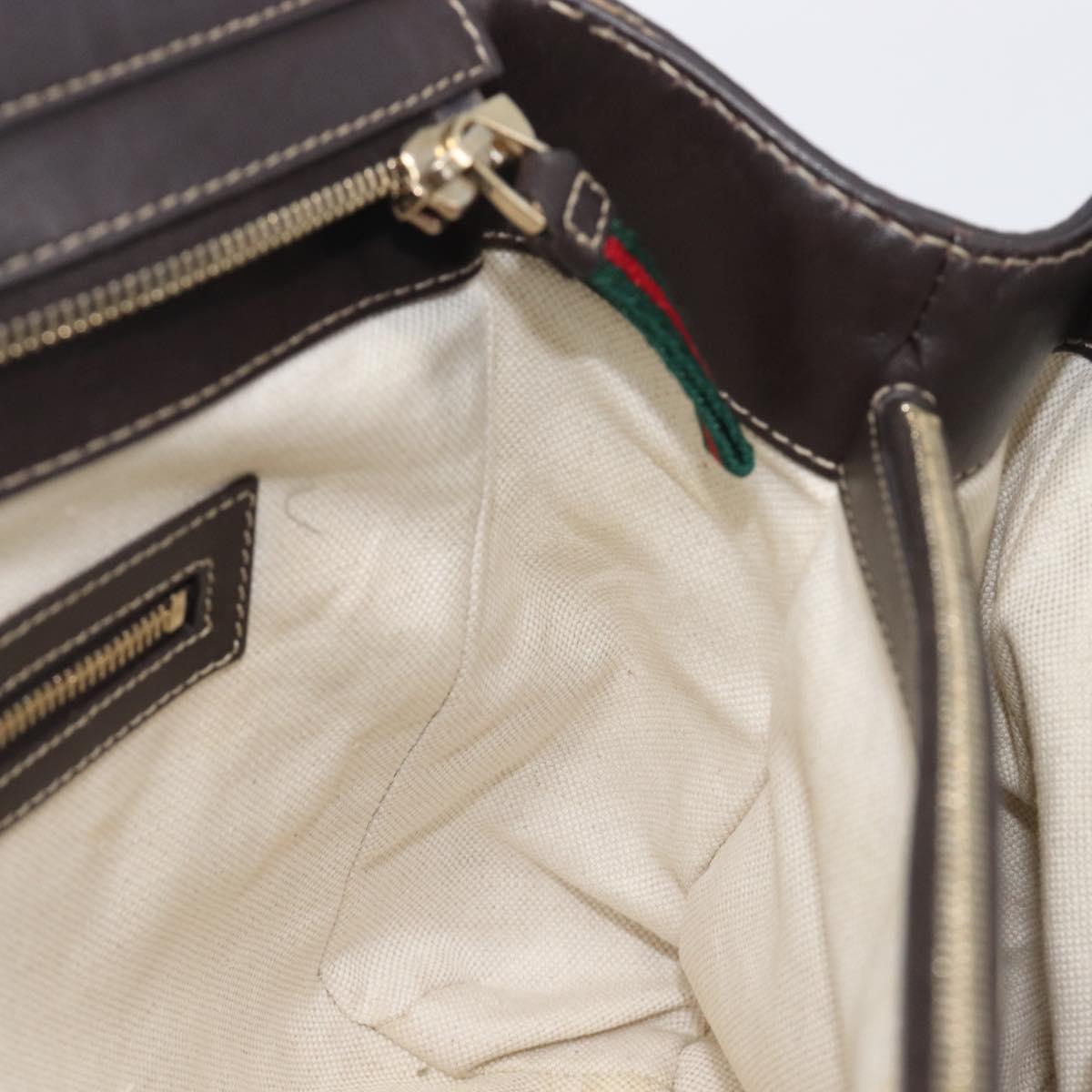 GUCCI GG Canvas Web Sherry Line Princi Hand Bag Beige Gold 257063 Auth ka6951V