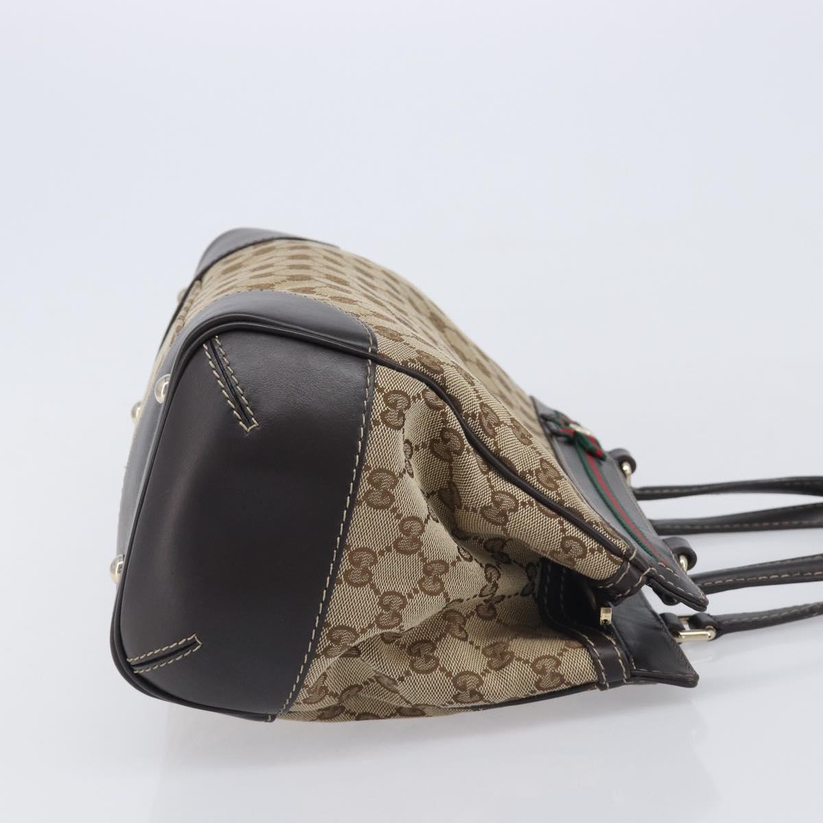 GUCCI GG Canvas Web Sherry Line Princi Hand Bag Beige Gold 257063 Auth ka6951V