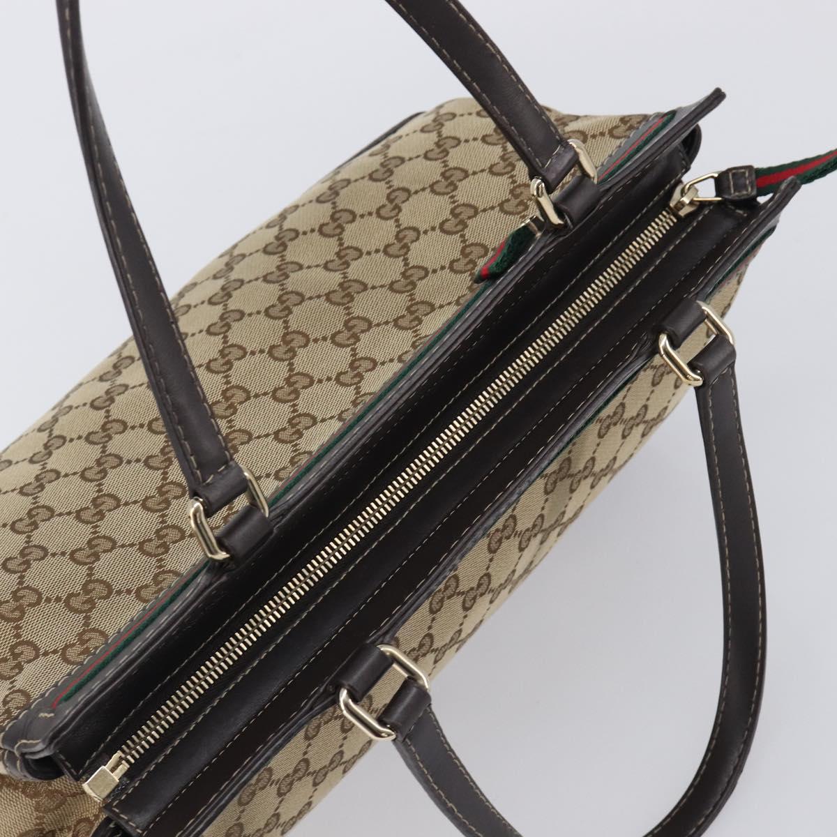 GUCCI GG Canvas Web Sherry Line Princi Hand Bag Beige Gold 257063 Auth ka6951V