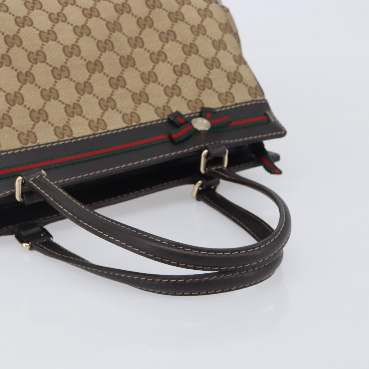 GUCCI GG Canvas Web Sherry Line Princi Hand Bag Beige Gold 257063 Auth ka6951V
