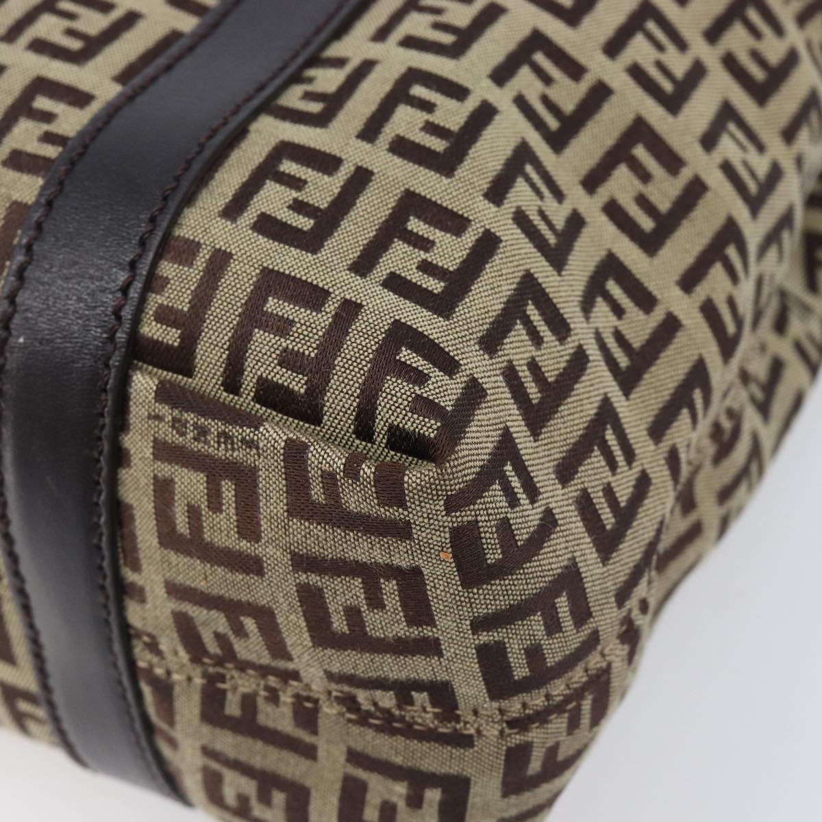 FENDI Zucchino Canvas Tote Bag Beige Gold Auth ka6952A