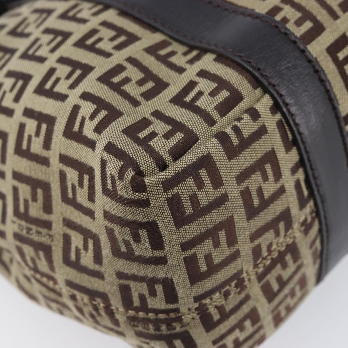 FENDI Zucchino Canvas Tote Bag Beige Gold Auth ka6952A