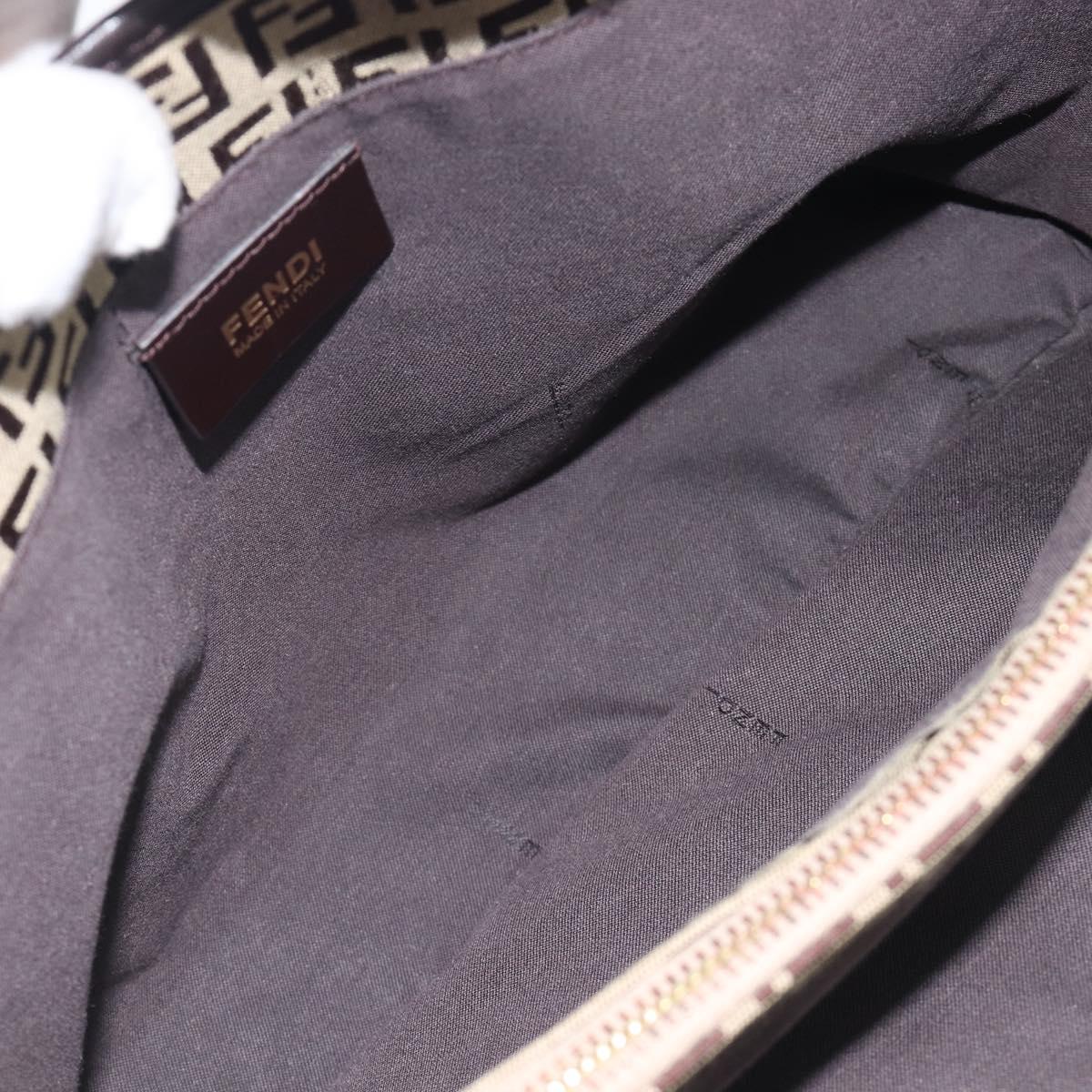 FENDI Zucchino Canvas Tote Bag Beige Gold Auth ka6952A