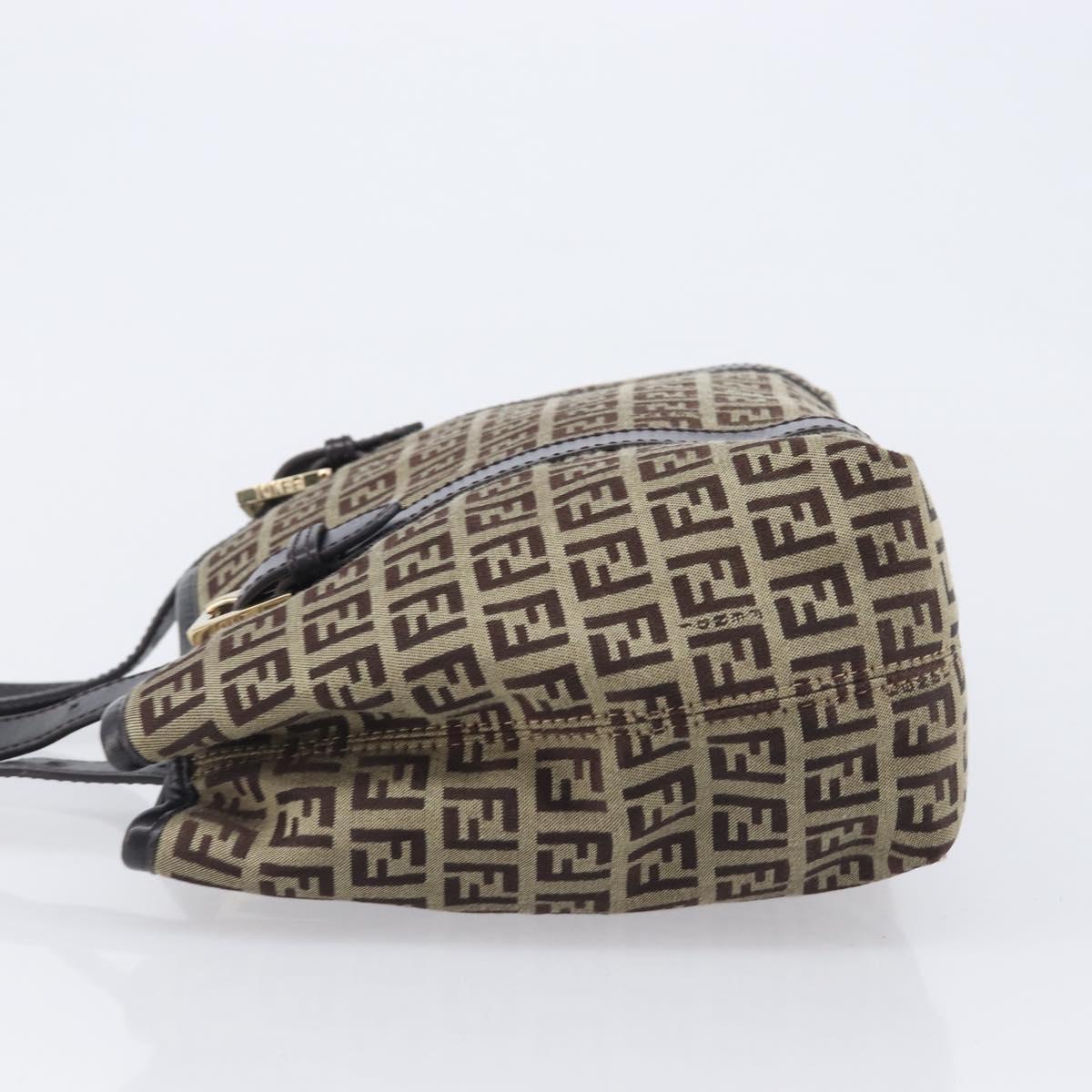 FENDI Zucchino Canvas Tote Bag Beige Gold Auth ka6952A