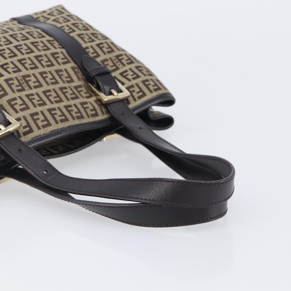 FENDI Zucchino Canvas Tote Bag Beige Gold Auth ka6952A