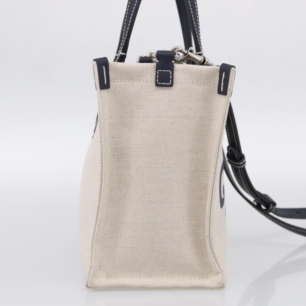 GUCCI Tote Bag Canvas 2way Ivory Silver 772144 Auth ka6953V
