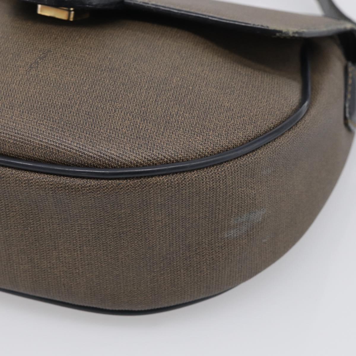 FENDI Shoulder Bag Coated Canvas Beige Gold Auth ka6955