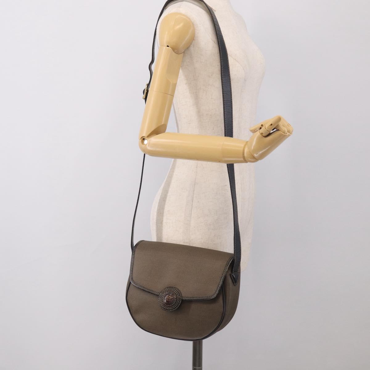 FENDI Shoulder Bag Coated Canvas Beige Gold Auth ka6955
