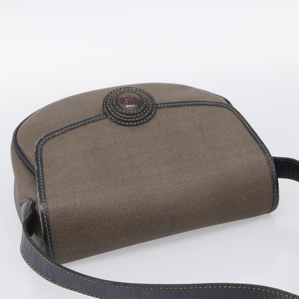 FENDI Shoulder Bag Coated Canvas Beige Gold Auth ka6955