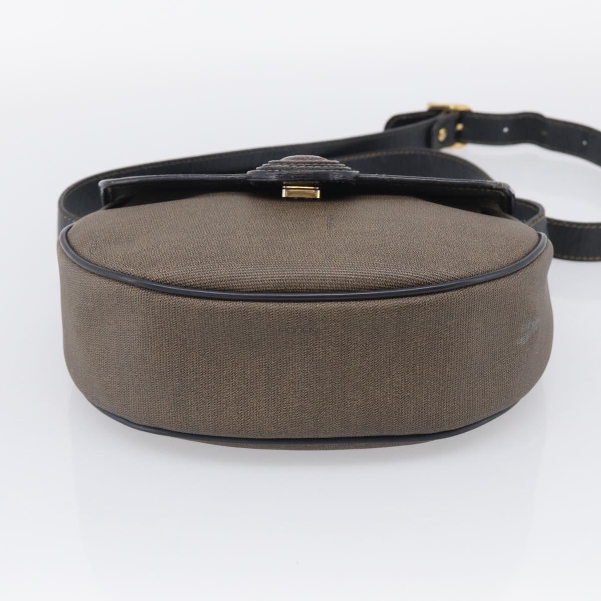 FENDI Shoulder Bag Coated Canvas Beige Gold Auth ka6955
