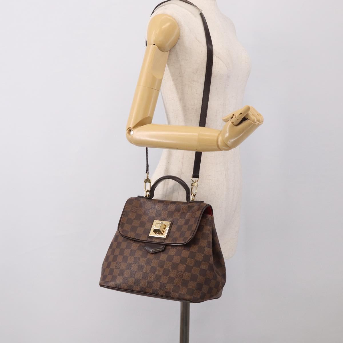 LOUIS VUITTON Damier Ebene Bergamo PM Hand Bag 2way N41167 LV Auth ka6956A