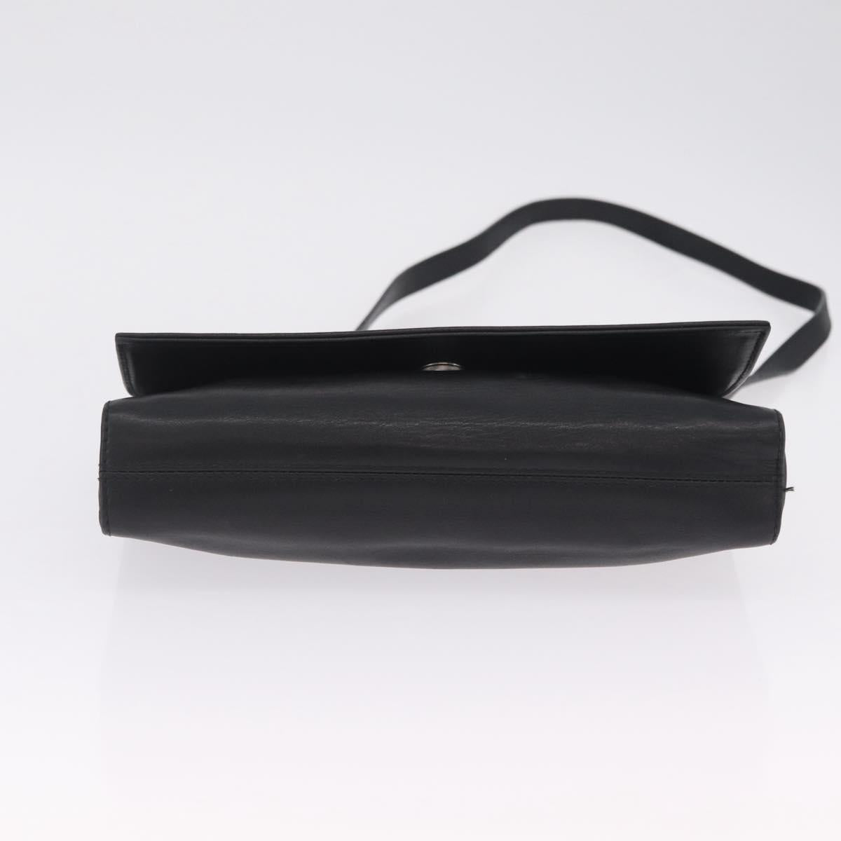 CELINE Shoulder Bag Leather Black Silver Auth ka6958