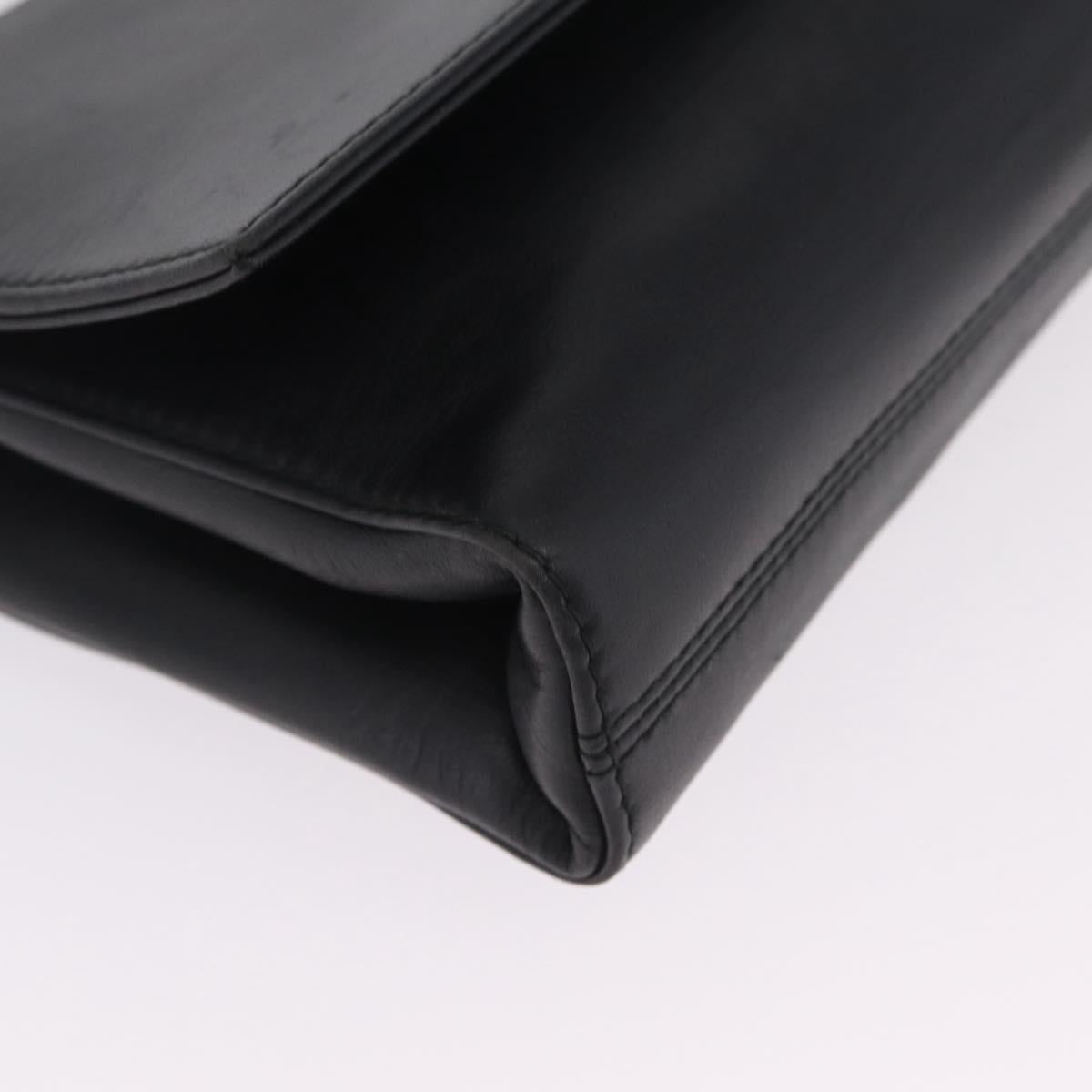 CELINE Shoulder Bag Leather Black Silver Auth ka6958