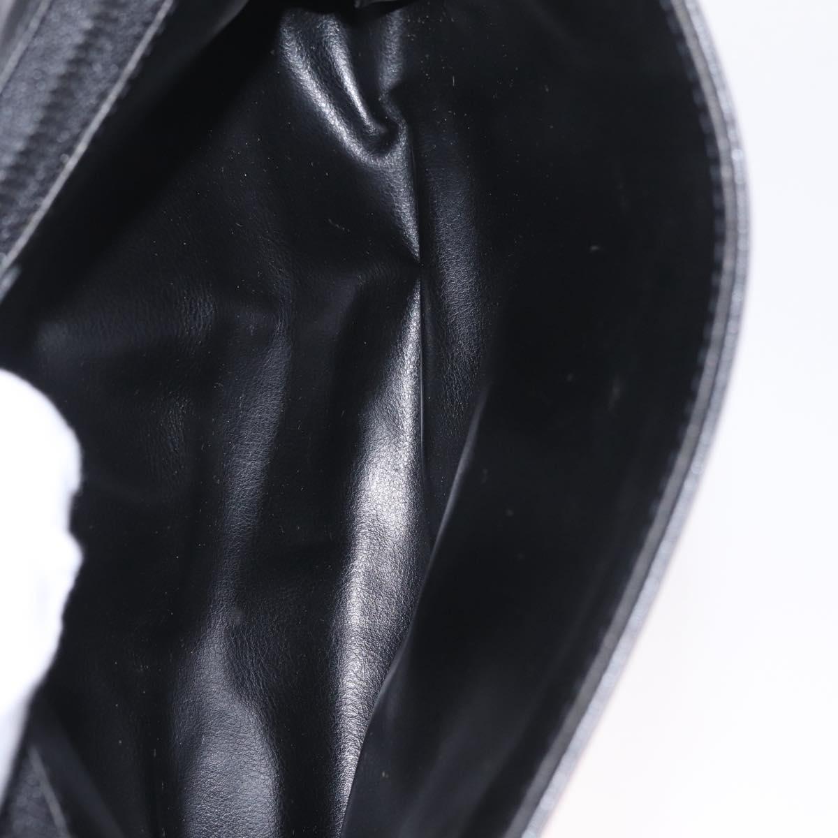 CELINE Shoulder Bag Leather Black Silver Auth ka6958