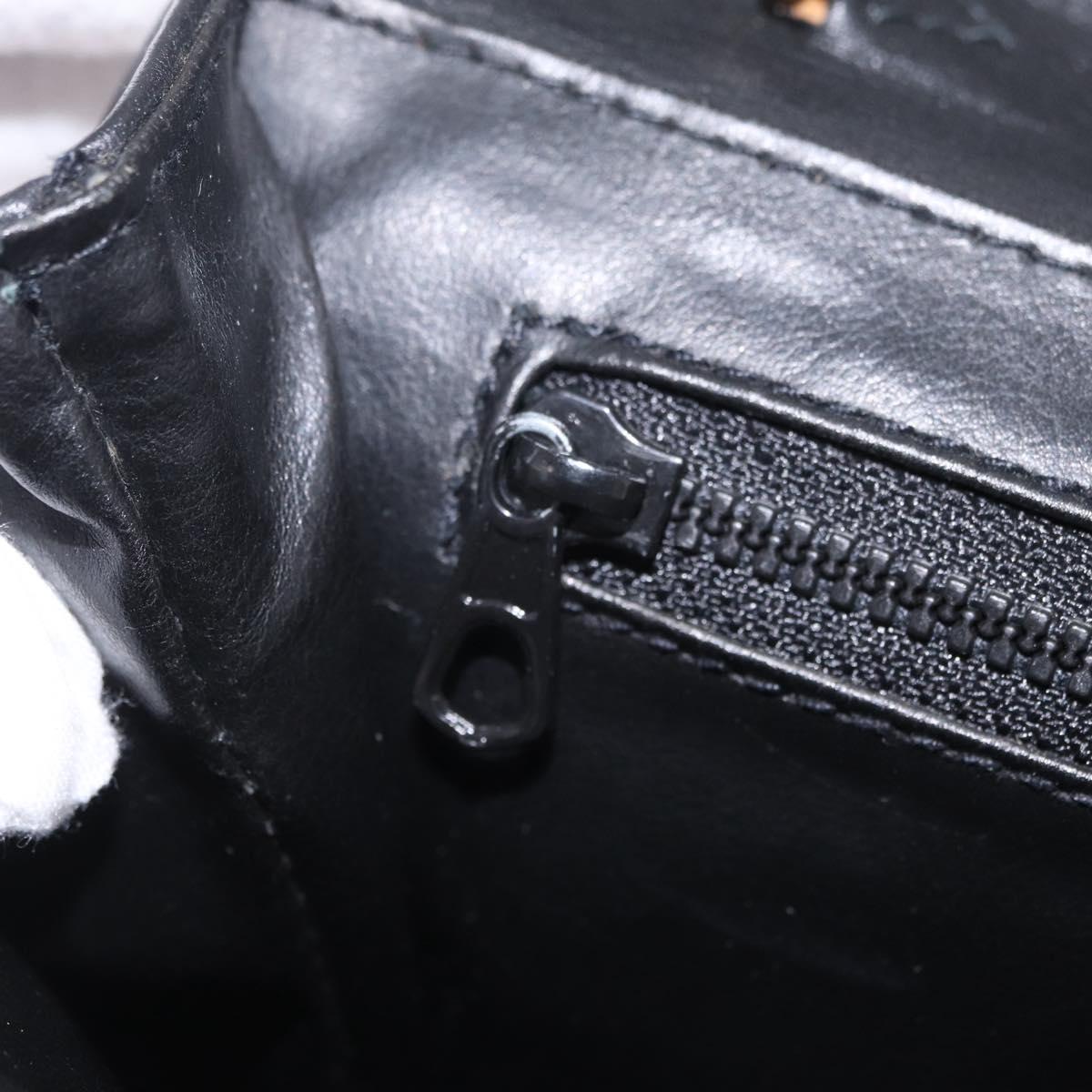 CELINE Shoulder Bag Leather Black Silver Auth ka6958