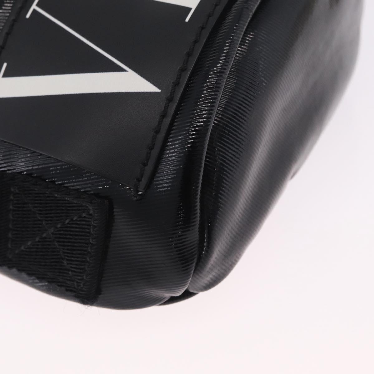 Valentino Shoulder Bag Patent Leather Black Silver Auth ka6959V