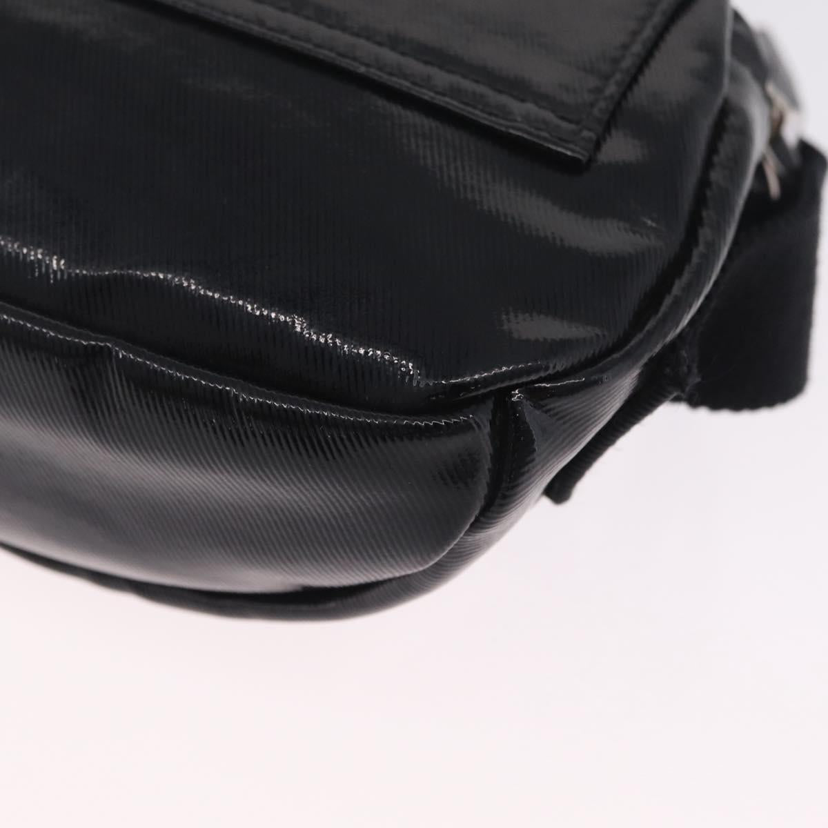 Valentino Shoulder Bag Patent Leather Black Silver Auth ka6959V