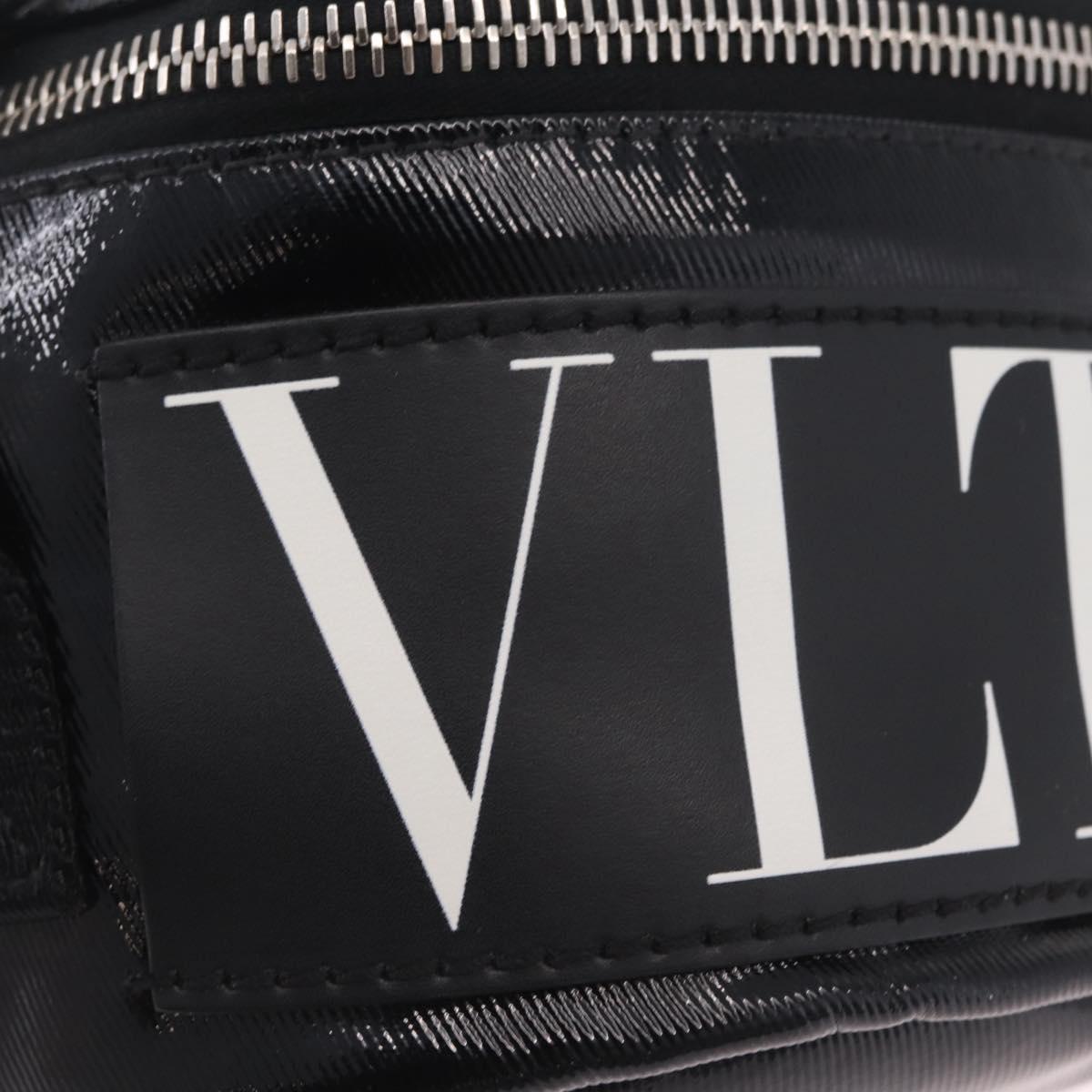 Valentino Shoulder Bag Patent Leather Black Silver Auth ka6959V