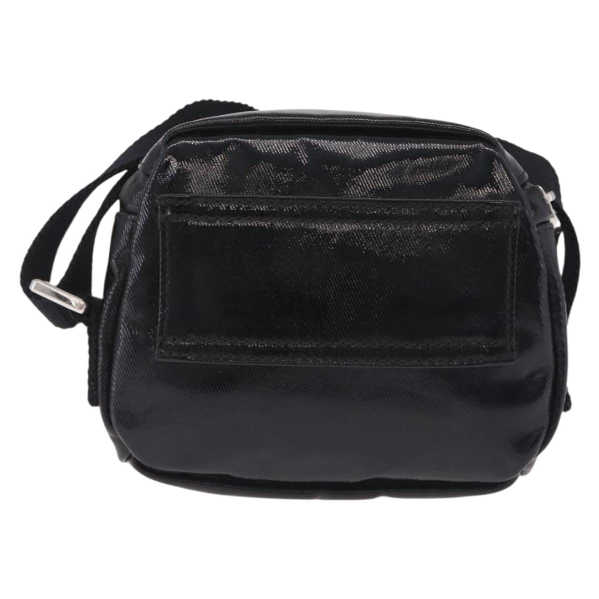 Valentino Shoulder Bag Patent Leather Black Silver Auth ka6959V