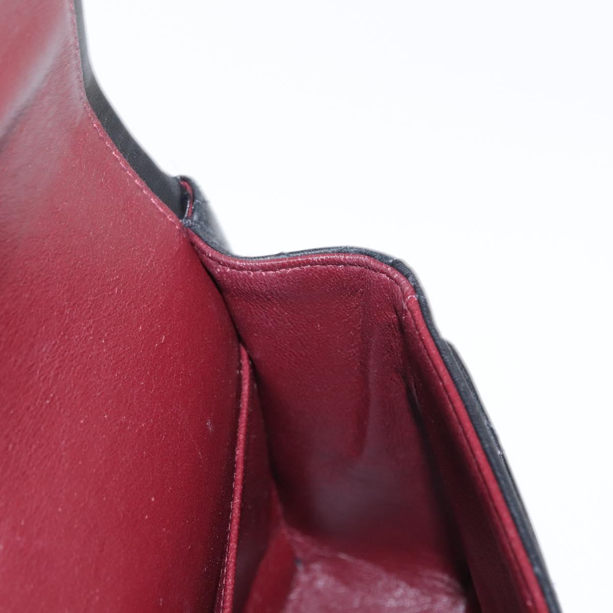 CHANEL Matelasse 25 Double Flap Chain Bag Lamb Skin Black Gold CC Auth ka695SV