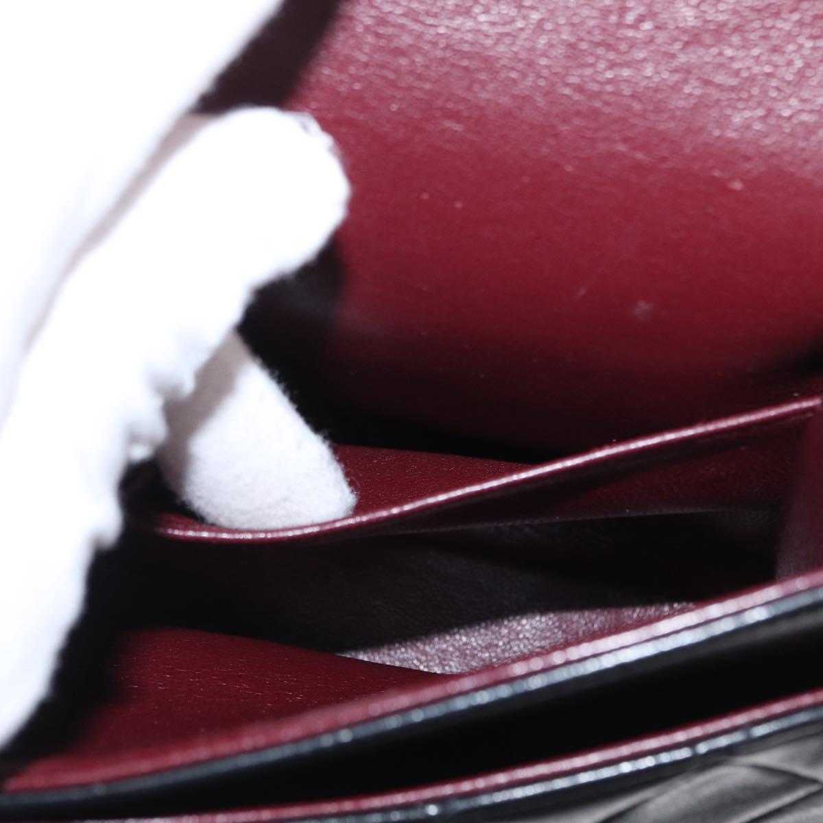 CHANEL Matelasse 25 Double Flap Chain Bag Lamb Skin Black Gold CC Auth ka695SV