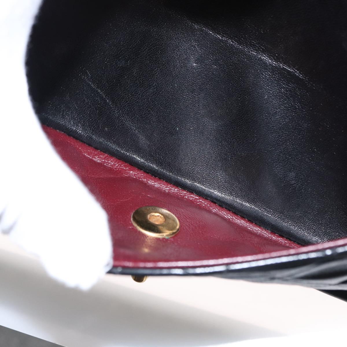 CHANEL Matelasse 25 Double Flap Chain Bag Lamb Skin Black Gold CC Auth ka695SV