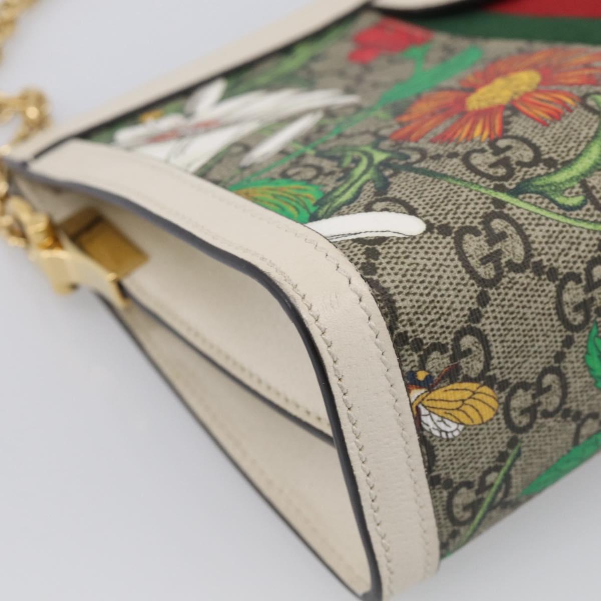 GUCCI GG Supreme Web Sherry Line Flora Ophidia Chain Bag PVC 503877 Auth ka6961M