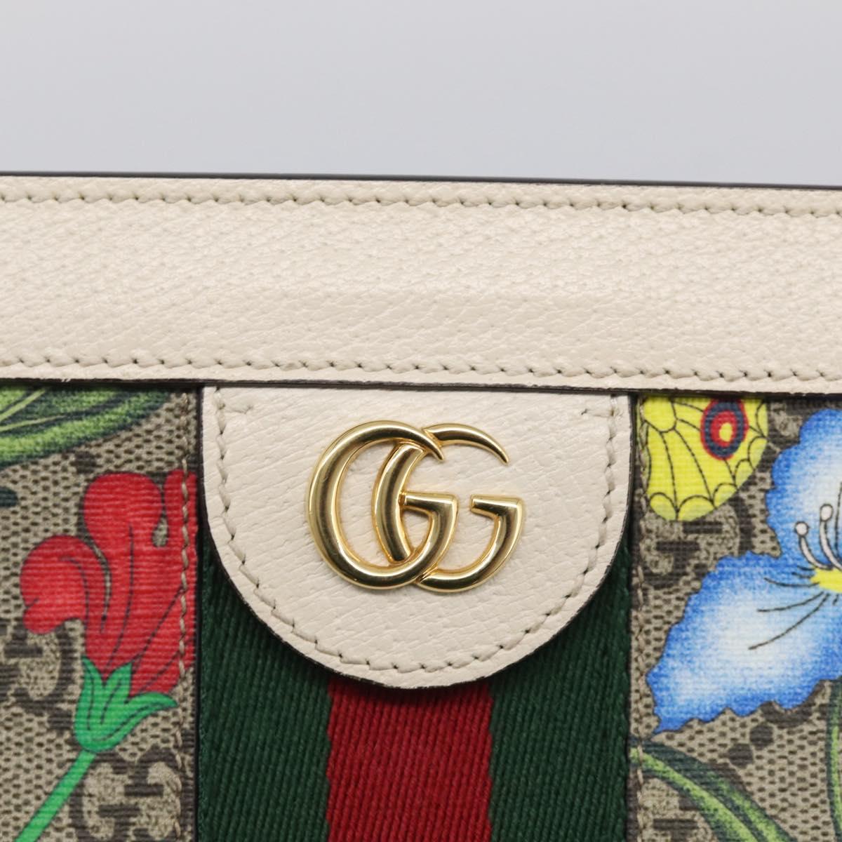 GUCCI GG Supreme Web Sherry Line Flora Ophidia Chain Bag PVC 503877 Auth ka6961M