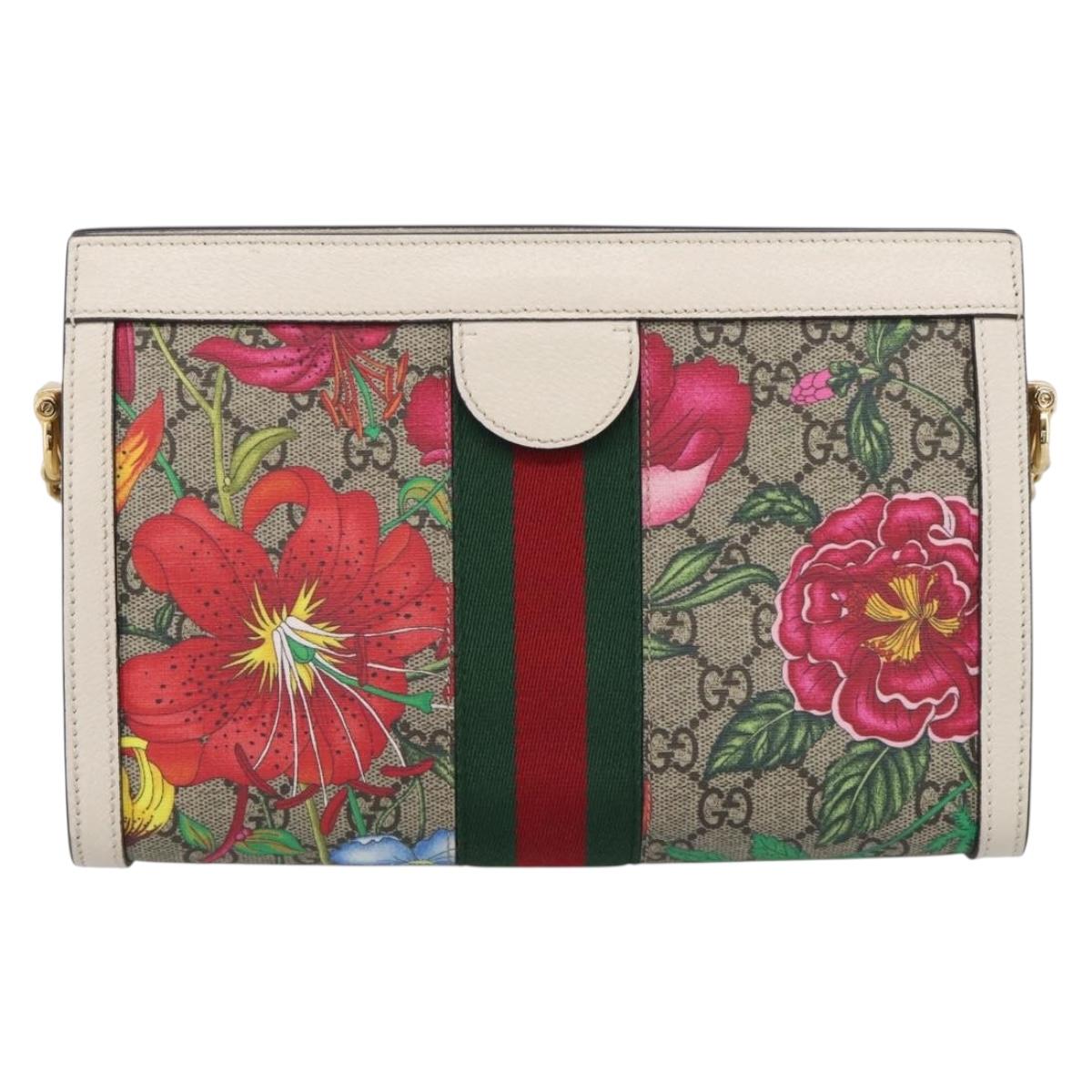 GUCCI GG Supreme Web Sherry Line Flora Ophidia Chain Bag PVC 503877 Auth ka6961M