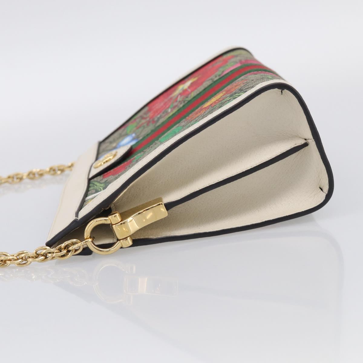 GUCCI GG Supreme Web Sherry Line Flora Ophidia Chain Bag PVC 503877 Auth ka6961M