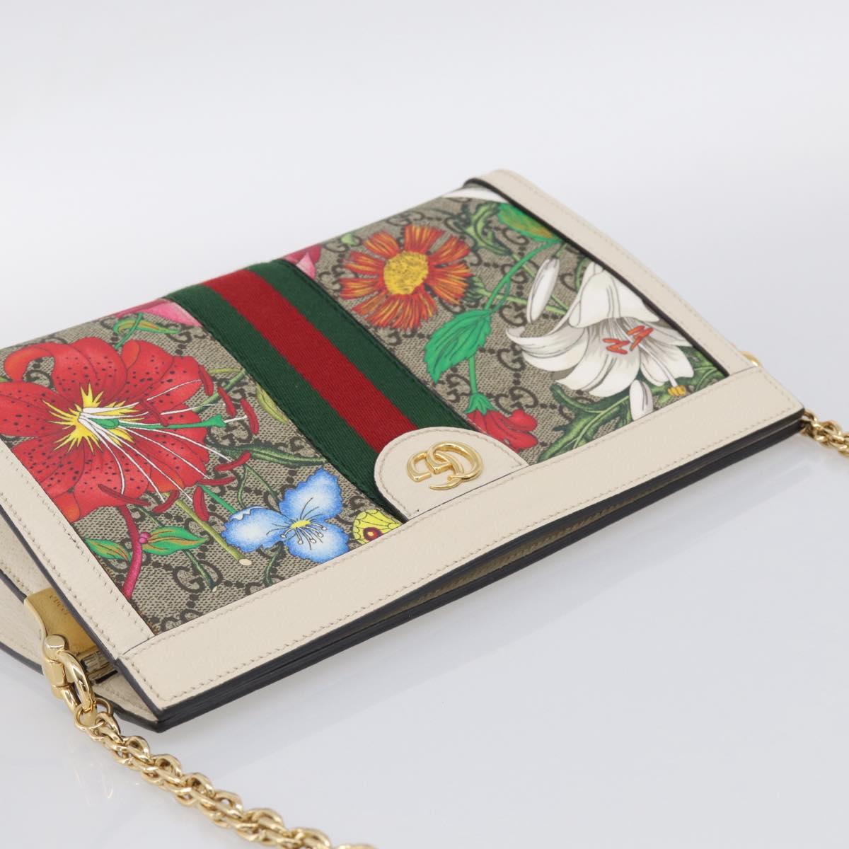 GUCCI GG Supreme Web Sherry Line Flora Ophidia Chain Bag PVC 503877 Auth ka6961M