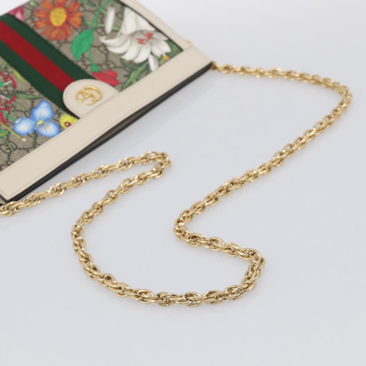 GUCCI GG Supreme Web Sherry Line Flora Ophidia Chain Bag PVC 503877 Auth ka6961M