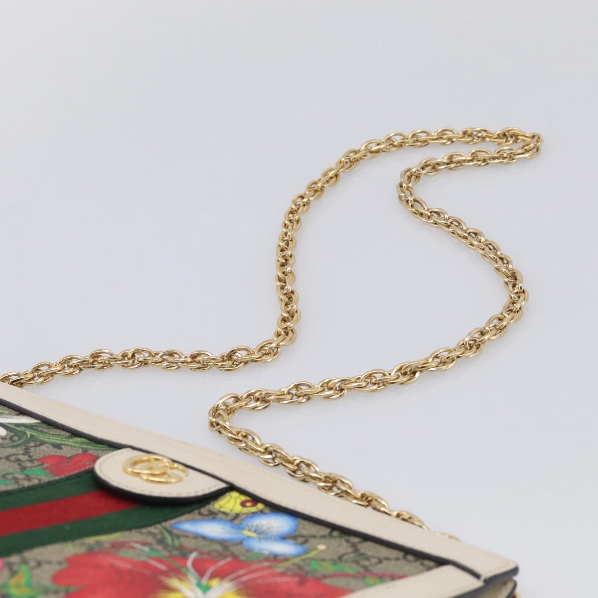 GUCCI GG Supreme Web Sherry Line Flora Ophidia Chain Bag PVC 503877 Auth ka6961M