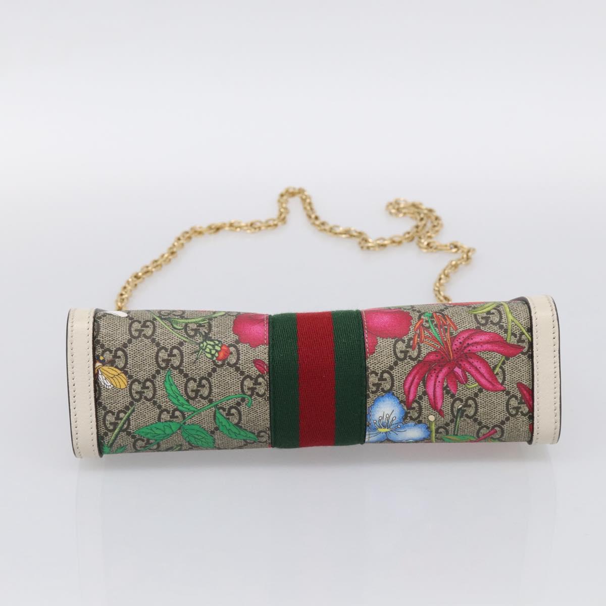 GUCCI GG Supreme Web Sherry Line Flora Ophidia Chain Bag PVC 503877 Auth ka6961M
